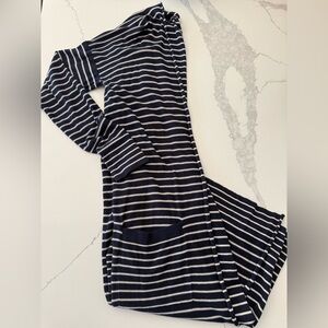 Athleta Navy and White Striped Long Cardigan Top